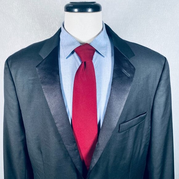 J Crew Thompson Blazer Mens 46R Black Wool Tuxedo Jacket Wedding - Picture 1 of 12